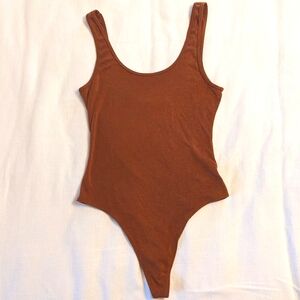 Ribbed Copper Thong Bodysuit by Dress Forum
